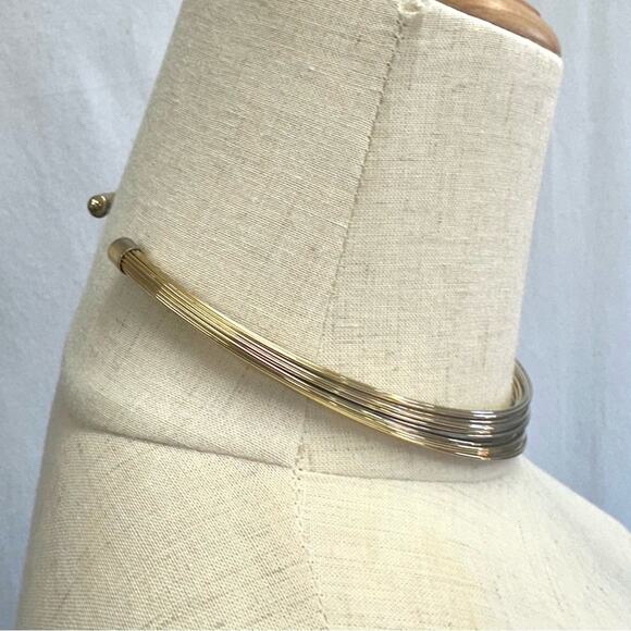 Vintage gold tone statement multi strand choker collar necklace - Picture 10 of 12